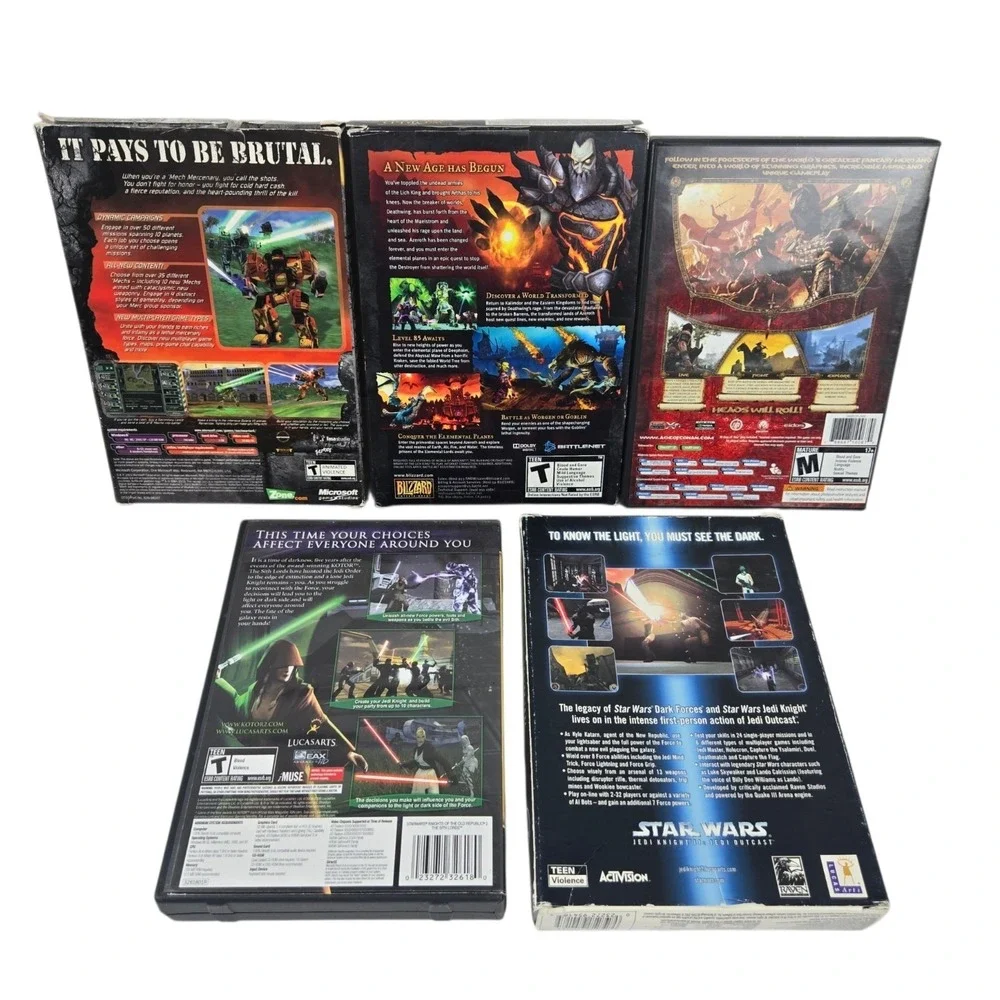 Mixed Lot Of 5 PC Video Games Y2K Era All CIB w NICE Discs WOWC Star Wars + More